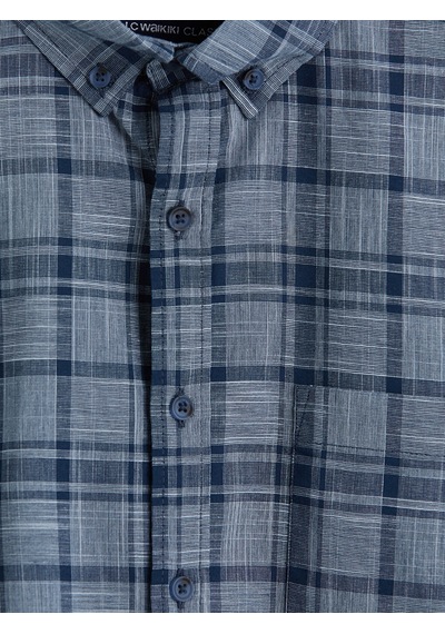 Lcwaıkıkı Classic Lacivert Regular Fit Ekose Poplin Erkek Gömlek