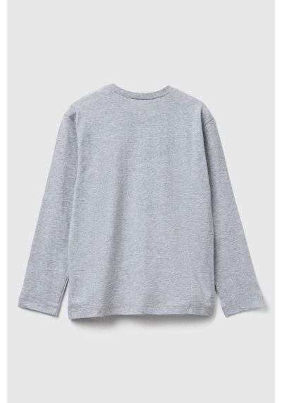 United Colors Of Benetton Erkek Çocuk 3jerc10qo-25k Uzun Kol Tshirt Gri Melanj-2144 Gri