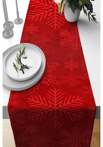 Lexroo Kırmızı Yeniyıl Yılbaşı Noel Christmas Runner Masa Örtüsü 40x140cm Rnr641