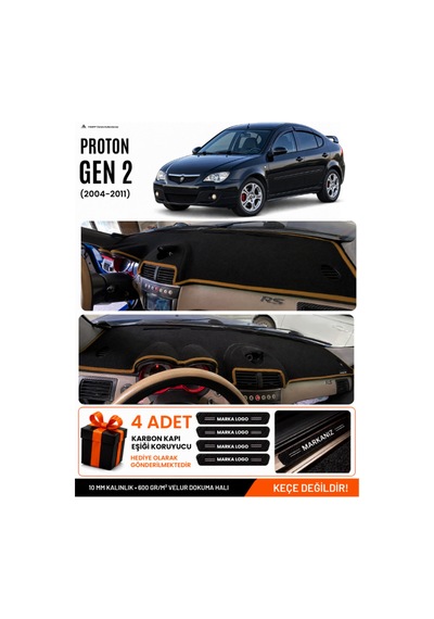 Proton Gen 2 2004-2011 Uyumlu Torpido Örtüsü, Torpido Kılıfı - Siyah-kahverengi - Pr001