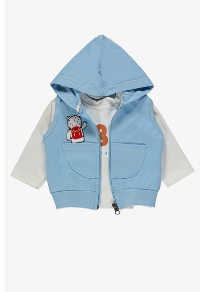 Mnk Baby & Kids School Bear Cepli Erkek Bebek 2iplik Yelekli Takım Mnk14140 Mavi