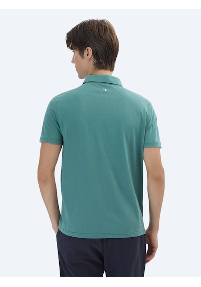 Kip Nil Yeşili Düz Polo Yaka %100 Pamuk T-shirt Nil Yeşili