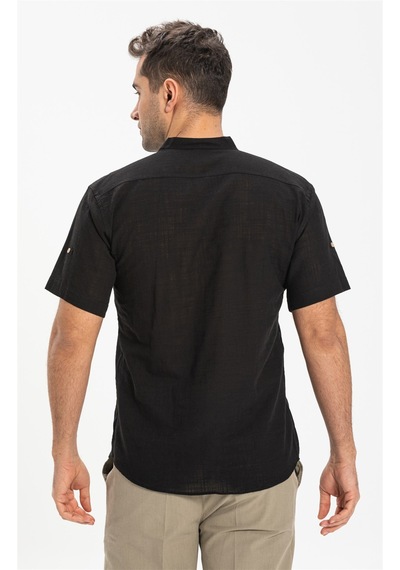 Kısa Kol Şile Bezi Bodrum Erkek T-shirt Siyah 3003 Siyah