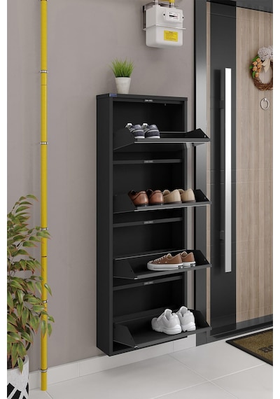 Ceha 4'lü Metal Ayakkabılık - Siyah/Aynalı K.AYK-4/A/P9005