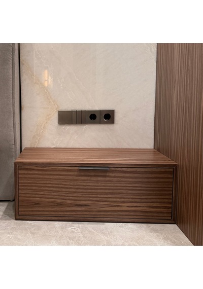 MERALLI INOX topraklı güç prizi, hakiki fırçalanmış paslanmaz çelik, çerçevesiz 86×86 Modüler  kasa dahil