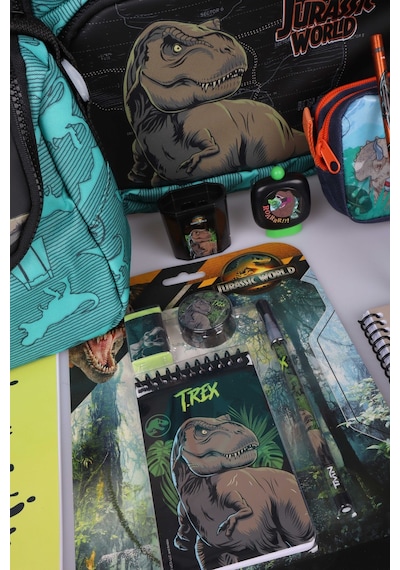 X Dekomus "t-rex Force Collection" Jurassıc World Lisanslı Okul,beslenme Ve Kalem Çantası Kırtasiye Seti Altın