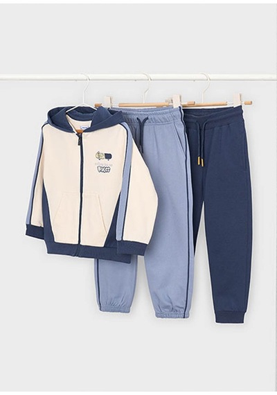 Mayoral Kış Sezon Erkek Çocuk 3'lü Sweatshirt Çift Eşofman Altlı Takım - Mavi