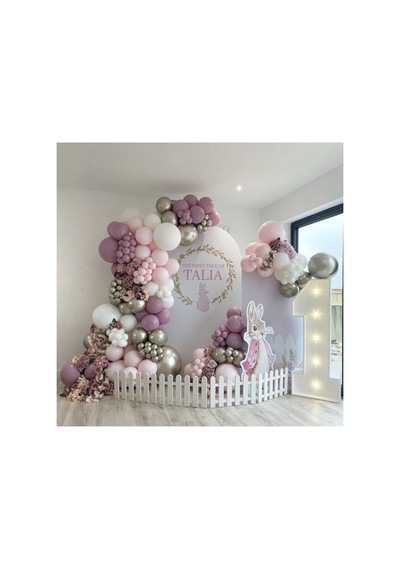 Krom Beyaz Altın Toz Pembe Makaron Pembe Ve Beyaz Balon Zinciri 100 Adet Mix