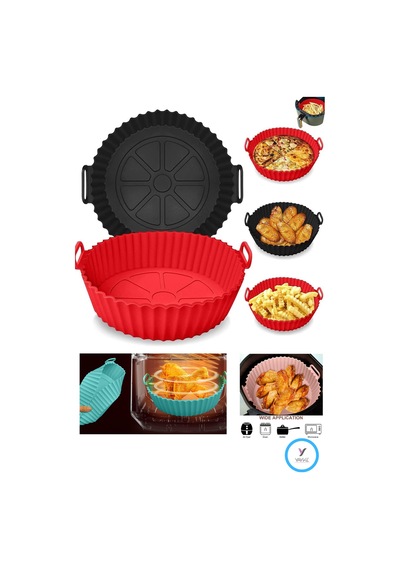 Yayke Silikon Pişirme Kap Air Fryer Hava Fritözü Pişirme Kabı 2Ad Çok Renkli