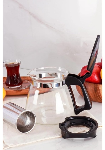 Orret Home Isıya Dayanıklı Borosilikat Cam Demlik, Kendinden Süzgeçli, Şık Tasarım 900 Ml Diğer
