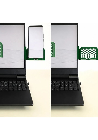 3d Baskı Monitor Telefon Tutucu - Petek Desenli Laptop Kenar Telefon Tutucu-yeşil Çok Renkli