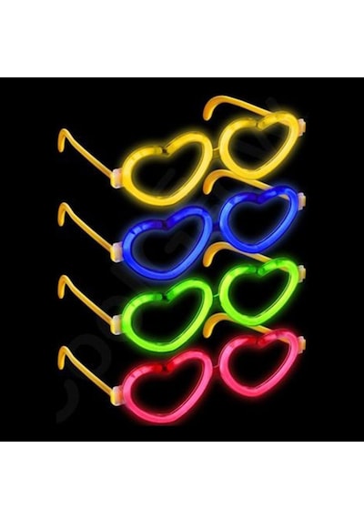 Glow Kalpli Fosforlu Gözlük 6 Lı Renkli Set Neon Parti Çocuk