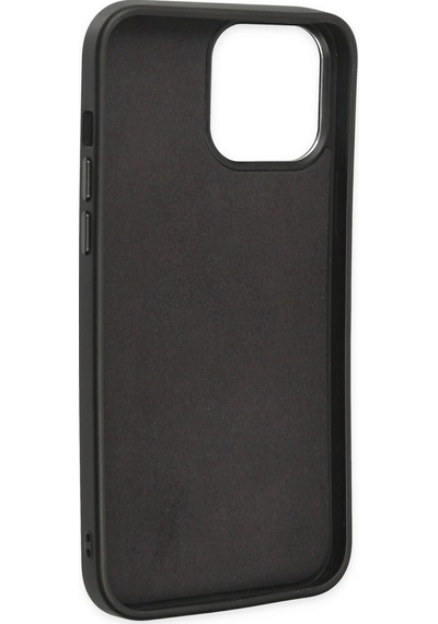 Newface - 520 - Apple iPhone Uyumlu 13 Pro Max Kılıf Asya Deri Silikon - Csmo-tex - - Siyah