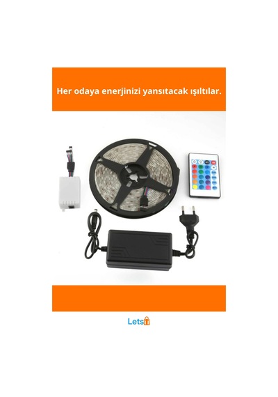 Usb Bağlantılı Kumandalı 5m Rgb 54 Led Aydınlatma Şeridi 1 Adet