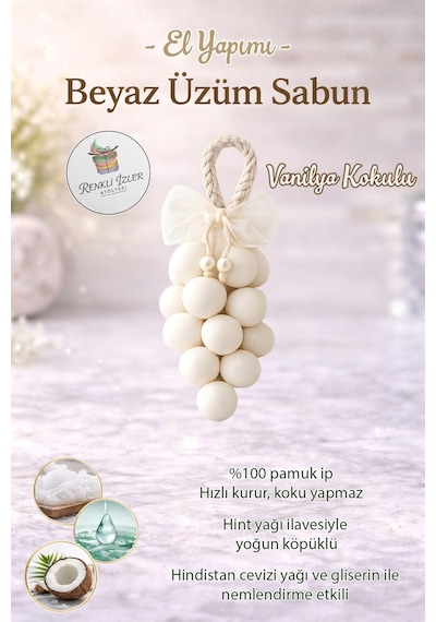 Gliserinli Beyaz Üzüm Salkım Sabunu Ferah Kokulu El Ve Banyo Sabunu Vanilya