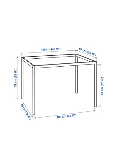 Ikea Siyah Şık Yemek Masası - Yemek Masası İskeleti 110x67x73 Cm