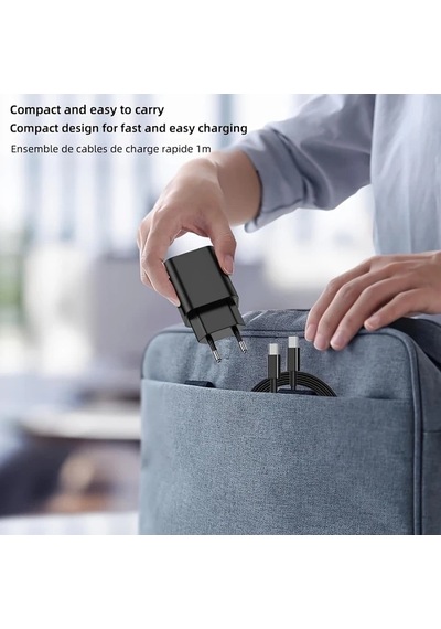 Wangxi Siyah 45w Pd Usb C Hızlı Şarj Cihazı S20 S21 S22 S23 S24 A14 A15 A25 A53 A54