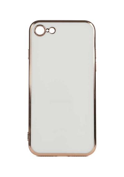 Kilifone - İphone Se 2022 Uyumlu Kılıf Kenarları Parlak Altın Renkli Silikon Bark Kapak - Beyaz - T21120