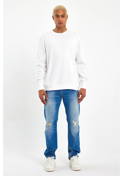 Süperlife Erkek Bisiklet Yaka Regular Fit İnce Sweatshirt Spr 20k30 Ecru