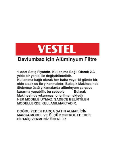 Vestel Uyumlu Davlumbaz Yağ Filtresi Aspiratör Alüminyum Filtre 32X20Cm - 473081893