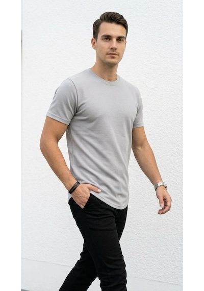 Plus Scorpion Erkek Slim Fit Basic Tişört Esnek, Terletmeyen Pike Dokulu Kumaş Gri Plus Scorpion Erkek Slim Fit Basic Tişört Esnek, Terletmeyen Pike Dokulu Kumaş Gri