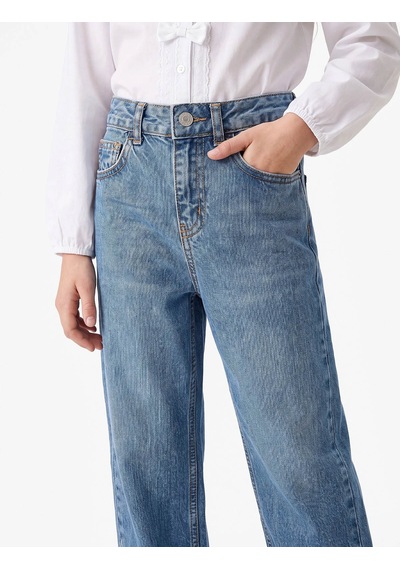 Koton Mom Fit İndigo Kız Çocuk Jean Pantolon 7wkg40036ad