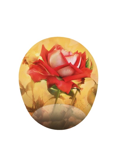Kırmızı Gül Sarı Zemin - Gül Görselli Bilek Destekli Oval Güllü Mousepad