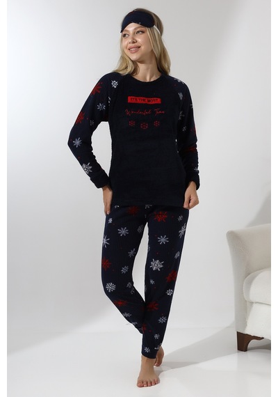 Fawn 5009 Peluş Welsoft Polar Kışlık Yumoş Kadın Pijama Takımı Lacivert Fawn 5009 Peluş Welsoft Polar Kışlık Yumoş Kadın Pijama Takımı Lacivert