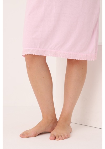 Yasar Underwear Kadın Uzun,kolsuz %100 Pamuk Elbise İçliği Kombinezon Pembe Pembe