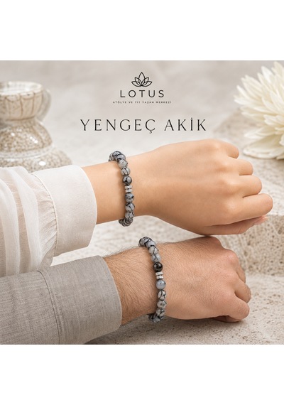 Aura Yengeç Akik Premium Bileklik Yengeç Akik & Hematit Doğal Taş Bileklik