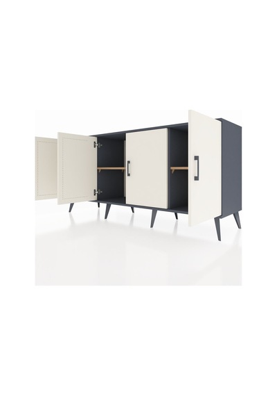 Hyperion Konsol 3 Raflı 4 Kapaklı 176x44x83 Antrasit-aytaşı/çam Aytaşı/çam