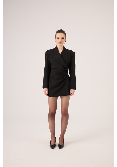 Holly Lolly Beli Drape Detaylı Heleni Blazer Ceket Siyah
