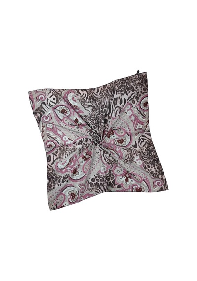 Mim Eşarp Emilya Fres Krep Leopar Desenli Eşarp 90x90 Cm Açık Bej - Pudra