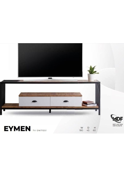 Eymen Mdf Tv Ünitesi Beyaz  - Ceviz