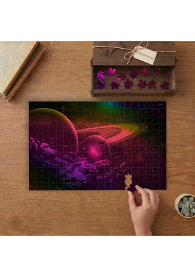 Uzay - Gezegenler - Galaksi Tasarımı 240 Parça Ahşap Puzzle Ahşap Kutuda Mpy50424