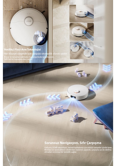 Jonr T5 Pro Gen 2 15.000pa Robot Süpürge Ve Paspas Beyaz