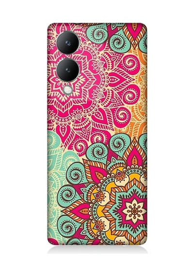 Vivo Y17s Uyumlu Tribal Mandala Çiçek Desenli Silikon Kılıf