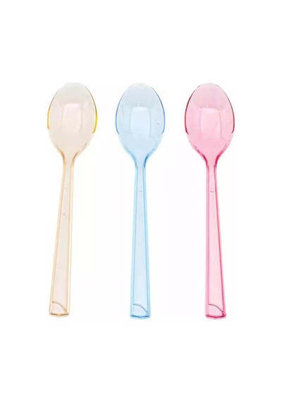 Plastik Şeffaf Mor Sup Kaşık - Tatlı Dondurma Kaşığı - 12.5 Cm. - 50 Adetlik Paket Mor