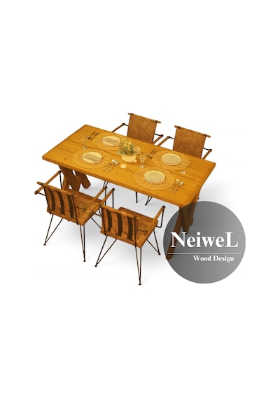 Neiwel Garden Venus Doğal Ahşap Bahçe Yemek Masası-100-320 Açık Ceviz