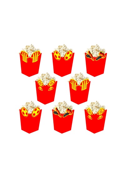 3d Sarı Kırmızı Taraftar Temalı Popcorn Mısır Kutusu 8 Li Paket