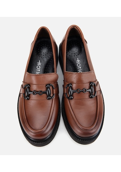 Hotiç Kadın Deri Kahverengi Kalın Tabanlı Klasik Loafer