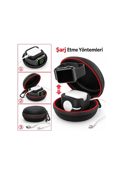 Apple Watch Şarj İstasyonu Organizeri Airpods 1 2 3 Uyumlu Seyahat Taşıma Çantası Sert Eva Koruma Kutusu Manyetik Şarj Kablosu Uyumlu Siyah Çok Renkli Apple Watch Şarj İstasyonu Organizeri Airpods 1 2 3 Uyumlu Seyahat Taşıma Çantası Sert Eva Koruma Kutusu Manyetik Şarj Kablosu Uyumlu Siyah Çok Renkli