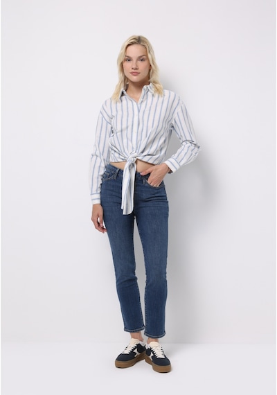 Colin's Colins Regular Fit Shirt Neck Çizgili Kadın Mavi Uzun Kol Gömlek Cl1075566 Q1.v1 Ble Mavi