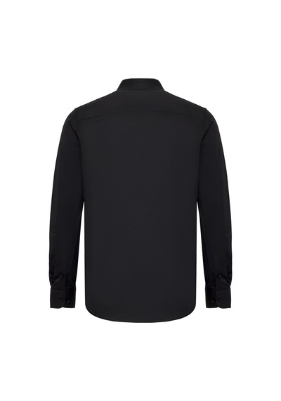 Süvari Siyah Slim Fit Düz Klasik Yaka Gömlek-33510 Siyah