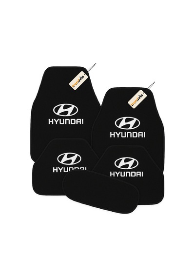 Hyundai Logolu Siyah Oto Halı Paspas Seti 5 Parça Kaymaz Araba Paspası