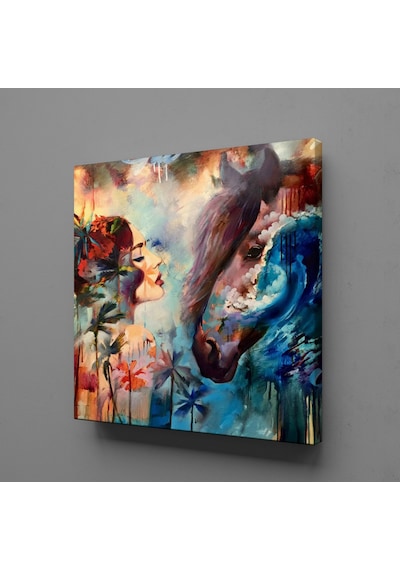 Kadın Ve At Kanvas Tablo 100x100cm