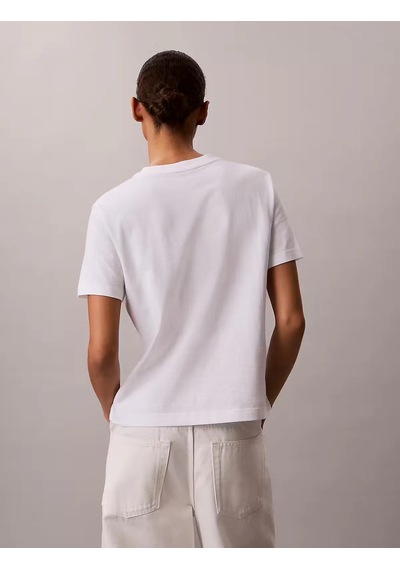 Calvin Klein Kadın Marka Logolu Bisiklet Yakalı Pamuklu Beyaz T-shirt Lv147c857g Yaf