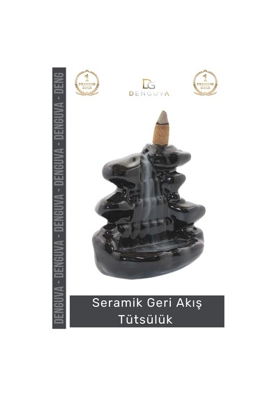 Tütsülük İthal Seramik Dekoratif Şelale Desenli Aromalı Hediyelik Şık Oda Kokusu Biblo 11 12 Cm