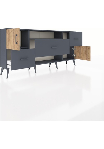 Arges Konsol 2 Raflı 3 Çekmeceli 2 Kapaklı 176x30x83 Antrasit-çam/antrasit Çam/antrasit Arges Konsol 2 Raflı 3 Çekmeceli 2 Kapaklı 176x30x83 Antrasit-çam/antrasit Çam/antrasit