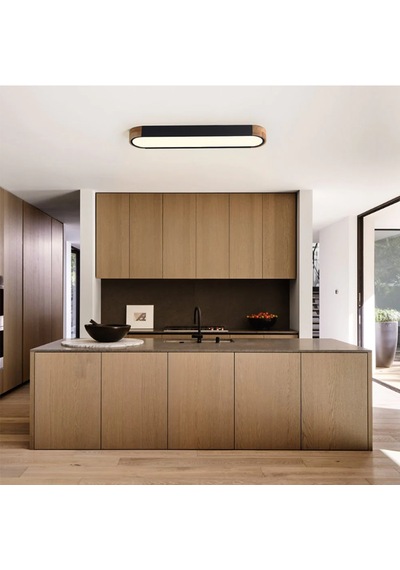 Oval Antrasit Kumandalı Dimli 3 Işık Renkli 95x14cm Ahşaplı Led T Antrasit